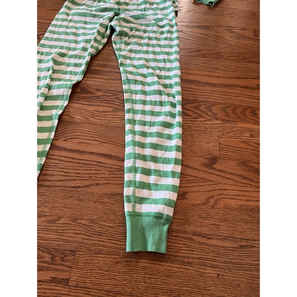 Hanna Andersson Organic Cotton Long Sleeve Pajamas White/Green Stripe Size XS - Picture 4 of 4